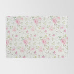 Elegant blush pink white vintage rose floral Rug Gallery Image 2