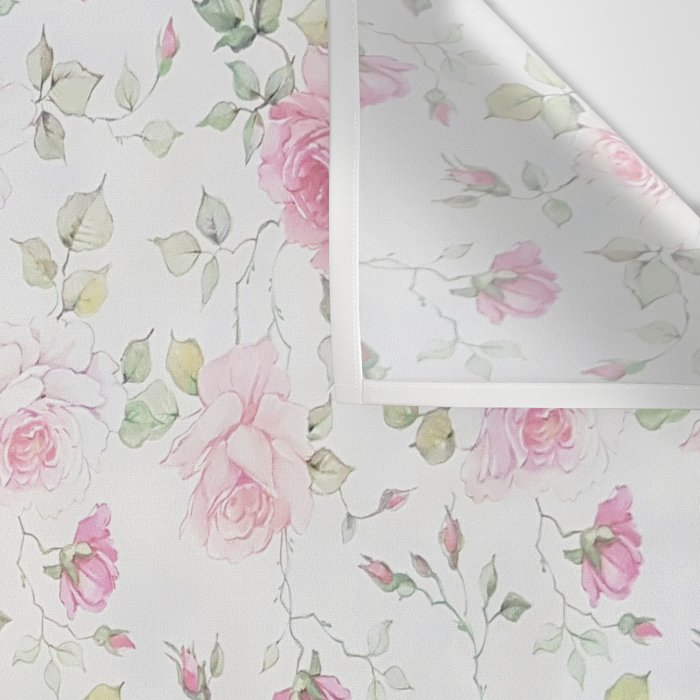 Elegant blush pink white vintage rose floral Wall Tapestry Gallery Image 3