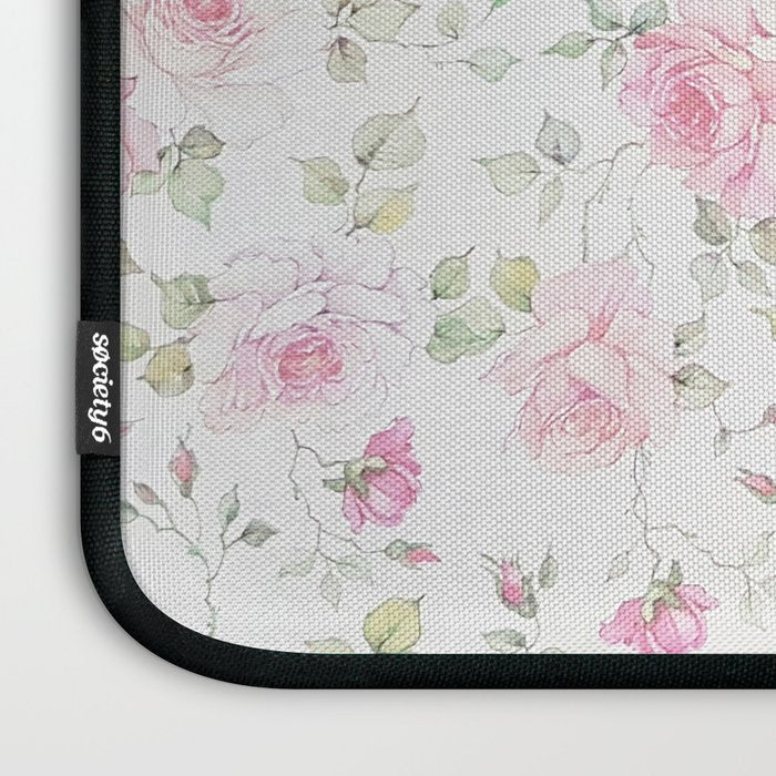 Elegant blush pink white vintage rose floral Laptop Sleeve Gallery Image 3