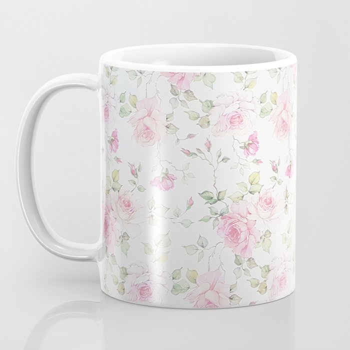 Elegant blush pink white vintage rose floral Coffee Mug Gallery Image 3