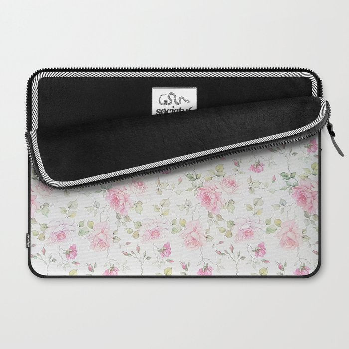 Elegant blush pink white vintage rose floral Laptop Sleeve Gallery Image 2