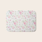 Elegant blush pink white vintage rose floral Bath Mat Gallery Image 1