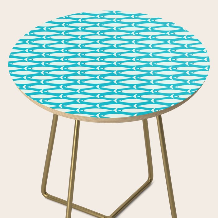 Coastal Fish Minimalist Pattern in Turquoise Aqua Blue Side Table Gallery Image 2