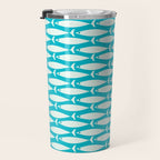 Coastal Fish Minimalist Pattern in Turquoise Aqua Blue Travel Mug Gallery Image 3