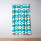 Coastal Fish Minimalist Pattern in Turquoise Aqua Blue Window Curtain Gallery Image 3