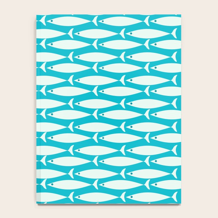 Coastal Fish Minimalist Pattern in Turquoise Aqua Blue Notebook Gallery Image 4