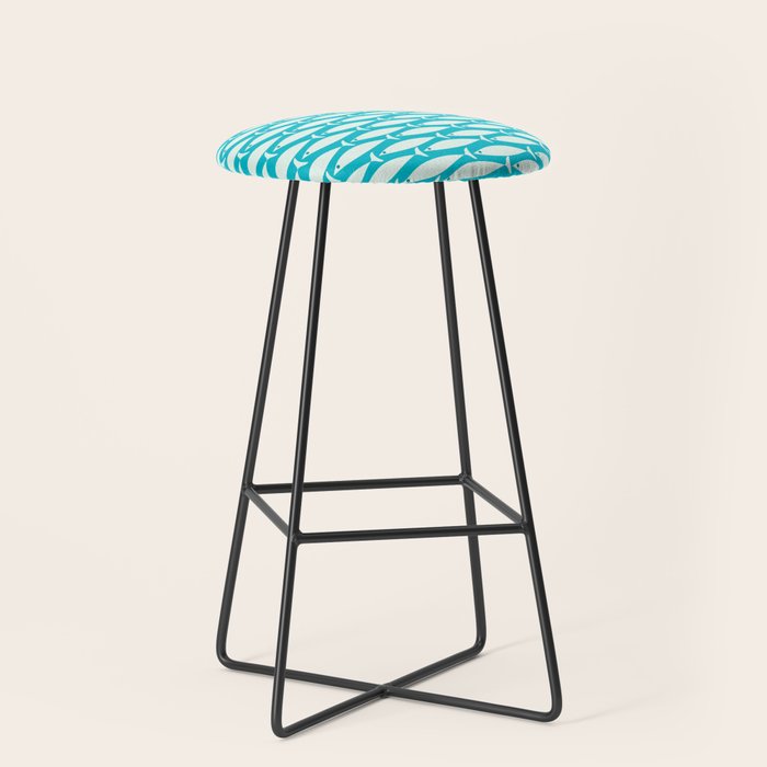 Coastal Fish Minimalist Pattern in Turquoise Aqua Blue Stool Gallery Image 1