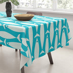 Coastal Fish Minimalist Pattern in Turquoise Aqua Blue Tablecloth Gallery Image 3