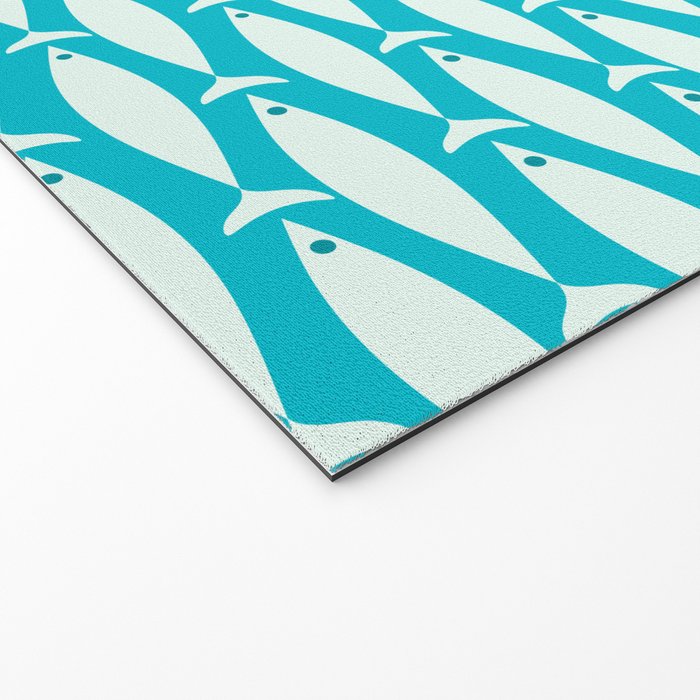 Coastal Fish Minimalist Pattern in Turquoise Aqua Blue Welcome Mat Gallery Image 2