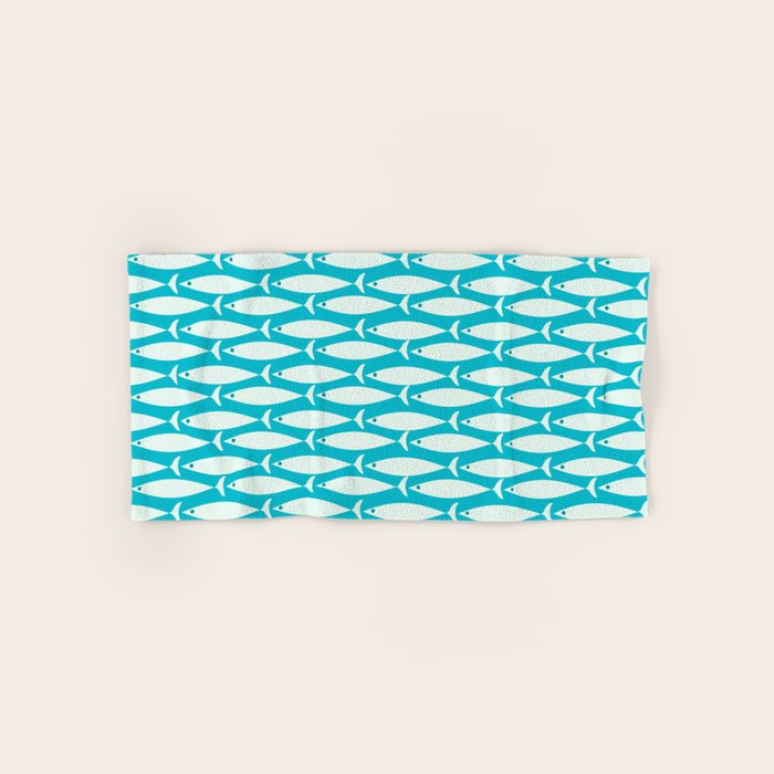 Coastal Fish Minimalist Pattern in Turquoise Aqua Blue Bath Towel Gallery Image 1