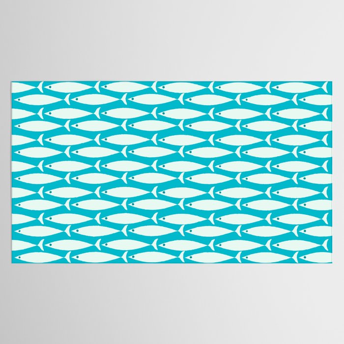 Coastal Fish Minimalist Pattern in Turquoise Aqua Blue Tablecloth Gallery Image 2