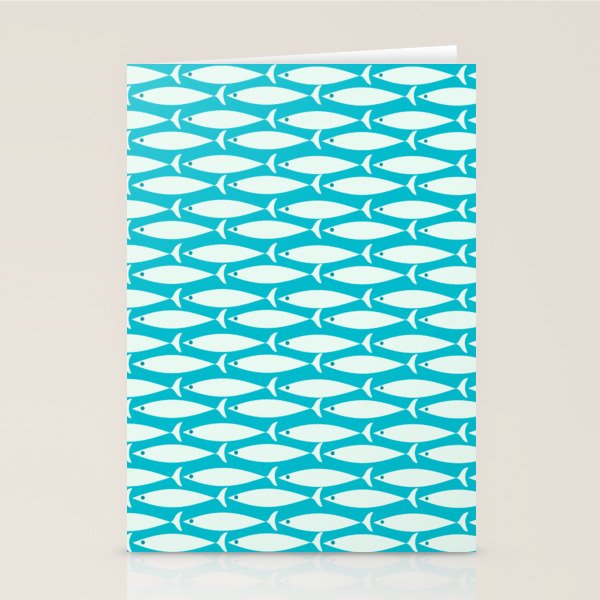 Coastal Fish Minimalist Pattern in Turquoise Aqua Blue Stationery Card Gallery Image 2