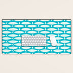 Coastal Fish Minimalist Pattern in Turquoise Aqua Blue Desk Mat Gallery Image 1