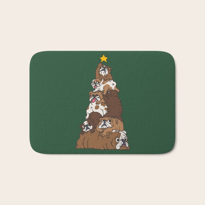 Christmas Tree English Bulldog Bath Mat Gallery Image 1