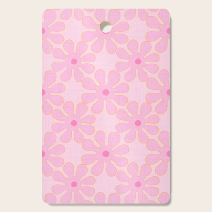 Pink Floral 70s Style Groovy Flowers Cutting Board Gallery Image 1