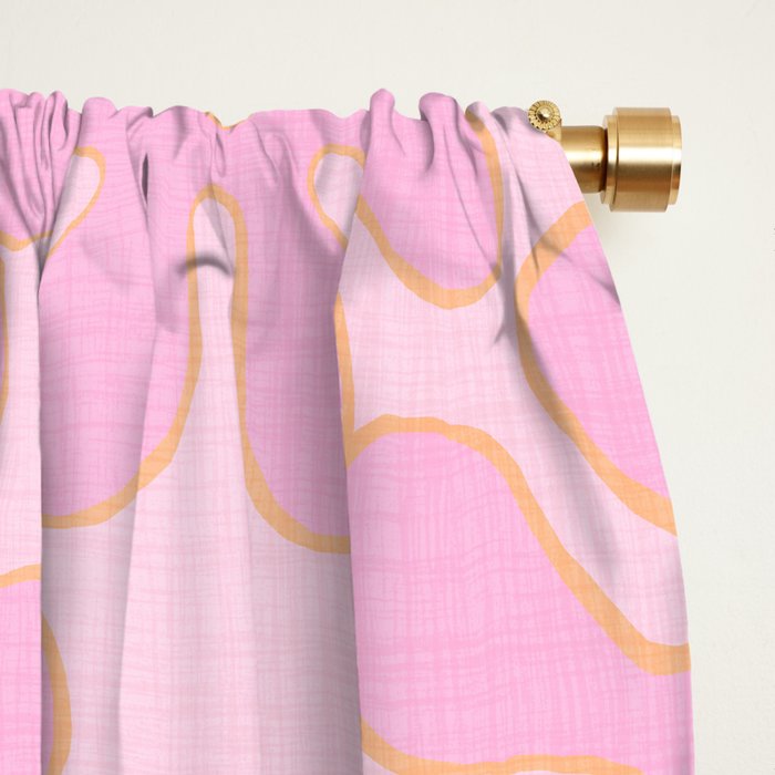 Pink Floral 70s Style Groovy Flowers Window Curtain Gallery Image 2