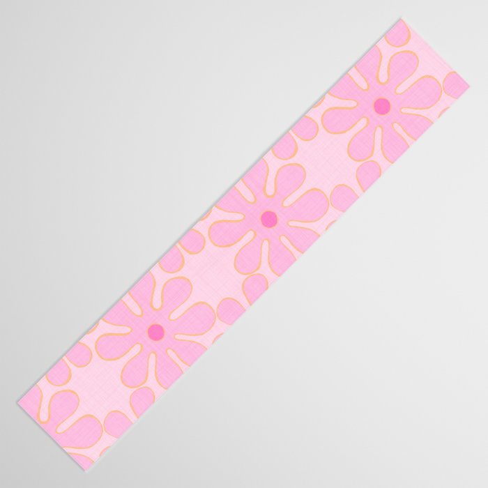 Pink Floral 70s Style Groovy Flowers Table Runner Gallery Image 3