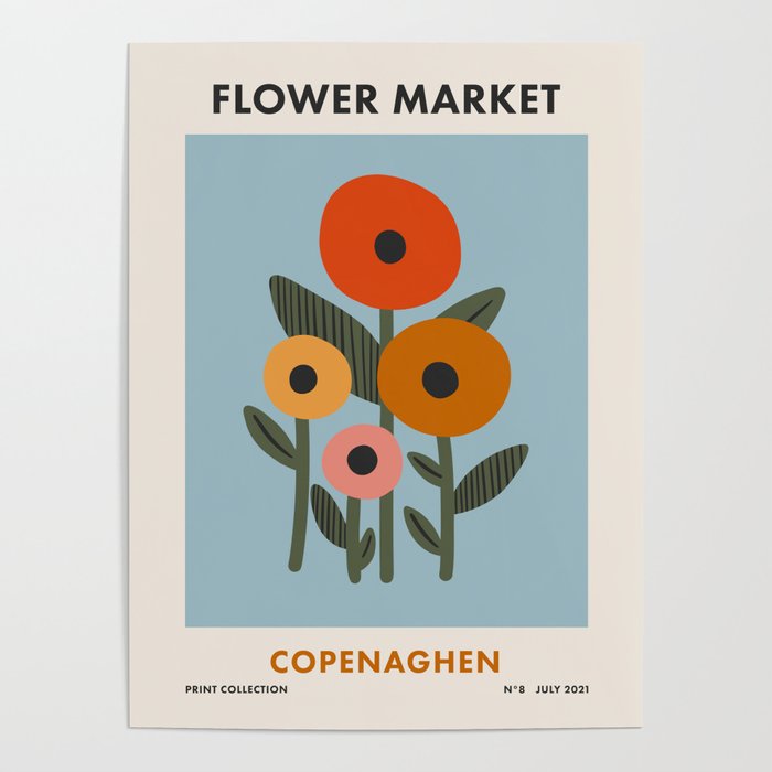 Flower Market Copenaghen, Modern Colorful Floral Print Poster Gallery Image 4