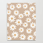 Daisies - daisy floral repeat, daisy flowers, 70s, retro, black, daisy florals camel brown Notebook Gallery Image 4