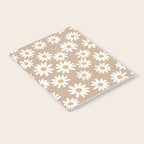 Daisies - daisy floral repeat, daisy flowers, 70s, retro, black, daisy florals camel brown Notebook Gallery Image 2