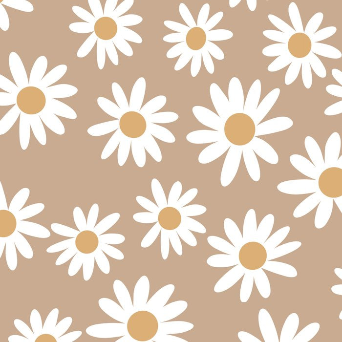 Daisies - daisy floral repeat, daisy flowers, 70s, retro, black, daisy florals camel brown Coffee Mug Gallery Image 2