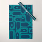 Mid Century Modern Piquet Retro Abstract Multi Pattern in Teal and Navy Blue Wrapping Paper Gallery Image 1