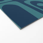 Mid Century Modern Piquet Retro Abstract Multi Pattern in Teal and Navy Blue Welcome Mat Gallery Image 2