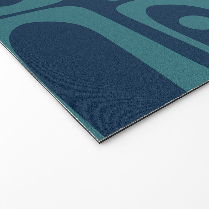 Mid Century Modern Piquet Retro Abstract Multi Pattern in Teal and Navy Blue Welcome Mat Gallery Image 2
