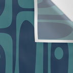 Mid Century Modern Piquet Retro Abstract Multi Pattern in Teal and Navy Blue Wall Tapestry Gallery Image 3