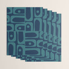 Mid Century Modern Piquet Retro Abstract Multi Pattern in Teal and Navy Blue Wrapping Paper Gallery Image 3