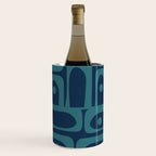 Mid Century Modern Piquet Retro Abstract Multi Pattern in Teal and Navy Blue Wine Chiller Gallery Image 3