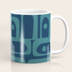 Mid Century Modern Piquet Retro Abstract Multi Pattern in Teal and Navy Blue Coffee Mug Gallery Image 1