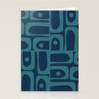 Mid Century Modern Piquet Retro Abstract Multi Pattern in Teal and Navy Blue Stationery Card Gallery Image 2