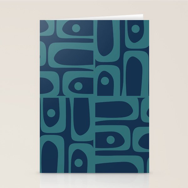 Mid Century Modern Piquet Retro Abstract Multi Pattern in Teal and Navy Blue Stationery Card Gallery Image 2