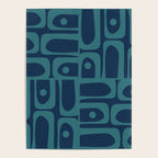 Mid Century Modern Piquet Retro Abstract Multi Pattern in Teal and Navy Blue Poster Gallery Image 4