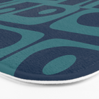 Mid Century Modern Piquet Retro Abstract Multi Pattern in Teal and Navy Blue Bath Mat Gallery Image 3