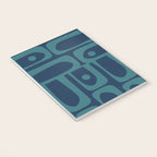 Mid Century Modern Piquet Retro Abstract Multi Pattern in Teal and Navy Blue Notebook Gallery Image 3