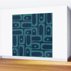 Mid Century Modern Piquet Retro Abstract Multi Pattern in Teal and Navy Blue Wall Mural Gallery Image 2