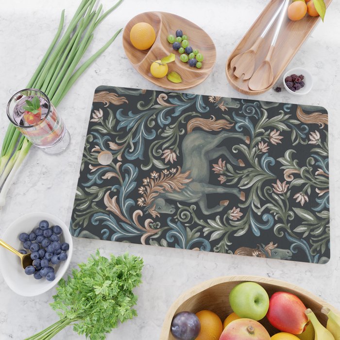 Whimsical Horses Botanicals II Cutting Board Gallery Image 2