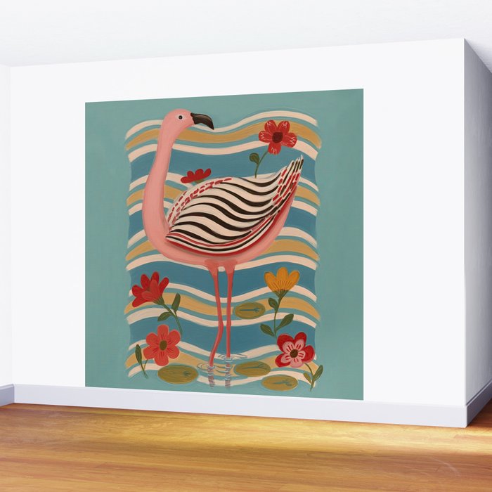 Pink Flamingo Wall Mural Gallery Image 2