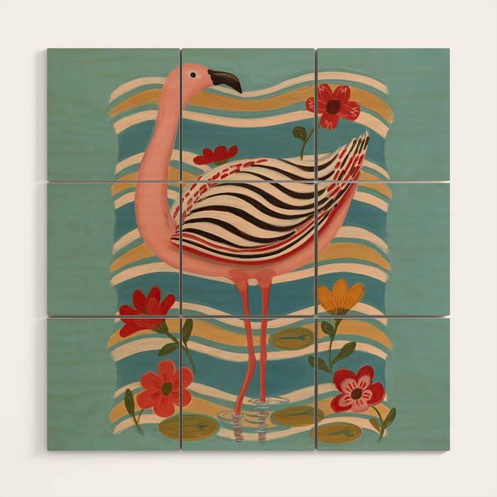 Pink Flamingo Wood Wall Art Gallery Image 1
