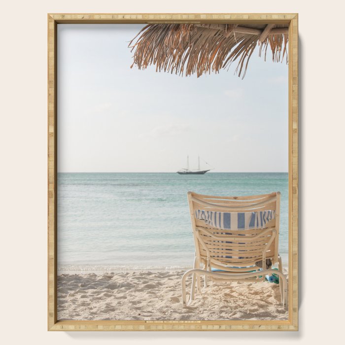 Summer Holiday Beach Photo | Aruba Island Ocean View Art Print | Caribbean Nature Travel Photography Serving Tray Gallery Image 1