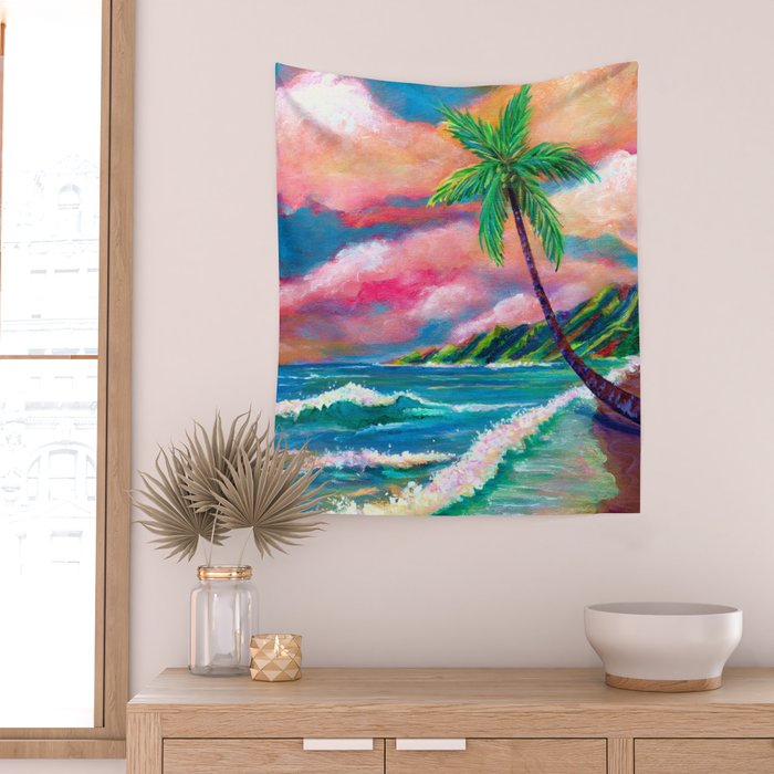 Tropical Na Pali Coast Wall Tapestry Gallery Image 2