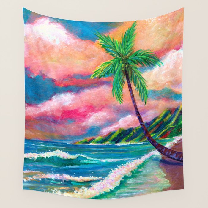 Tropical Na Pali Coast Wall Tapestry Gallery Image 4