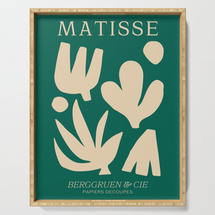 Bottle Green Collage: Paper Cutouts Matisse Edition Serving Tray Gallery Image 1