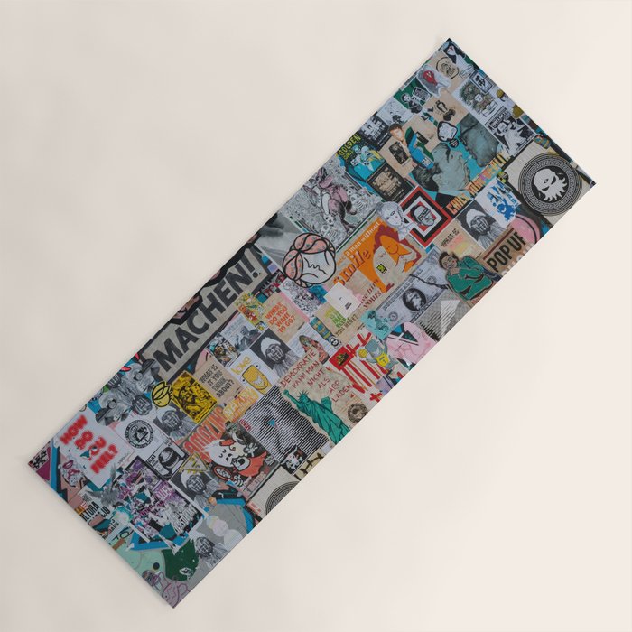 Sticker and graffiti wall background 2 - Berlin street art photography Yoga Mat Gallery Image 1
