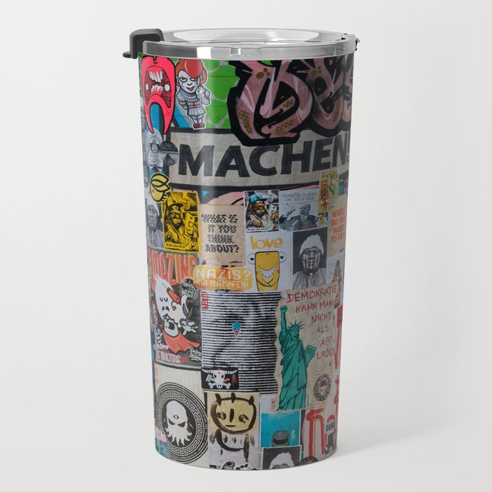 Sticker and graffiti wall background 2 - Berlin street art photography Travel Mug Gallery Image 3