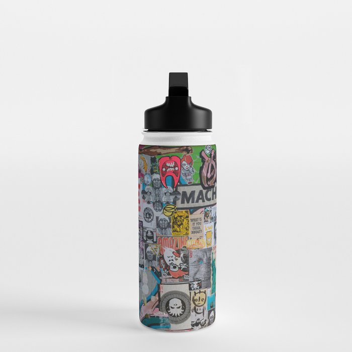 Sticker and graffiti wall background 2 - Berlin street art photography Water Bottle Gallery Image 3