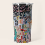 Sticker and graffiti wall background 2 - Berlin street art photography Travel Mug Gallery Image 1