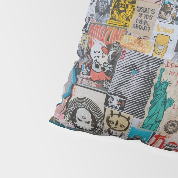 Sticker and graffiti wall background 2 - Berlin street art photography Pillow Sham Gallery Image 4